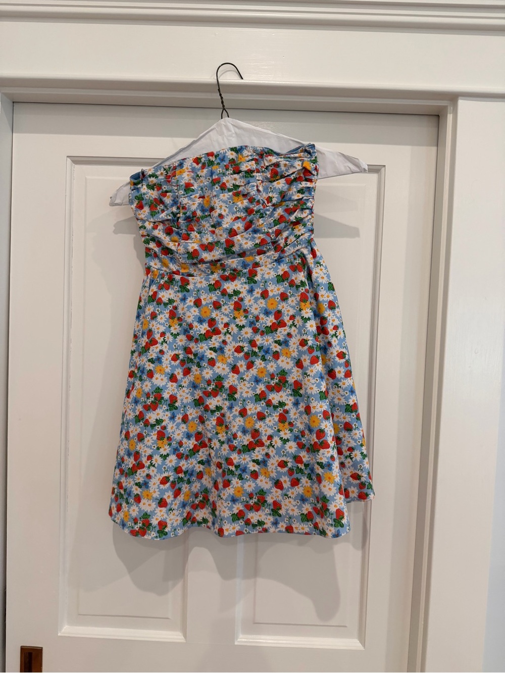 HVN Blue Strapless Floral Dress